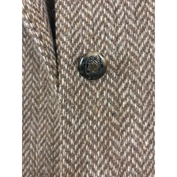 Lauren Ralph Lauren Wool Coat Brown Herringbone Button Front Women’s M - Picture 10 of 11